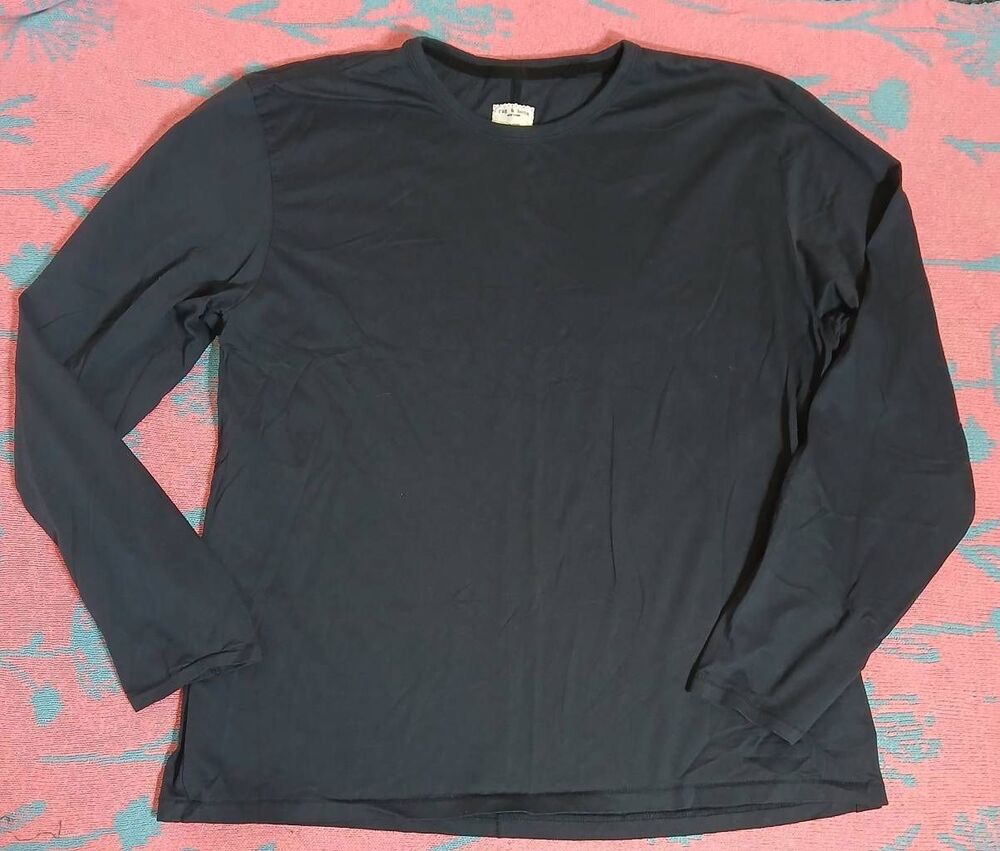 Rag and bone womens 2xl long dark gray tshirt soft cotton crewneck longsleeve